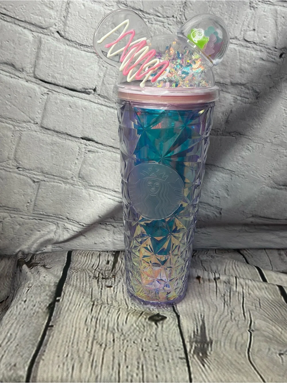 Starbucks Iridescent Purple Tumbler with‎ Pink Mickey Ears Lid